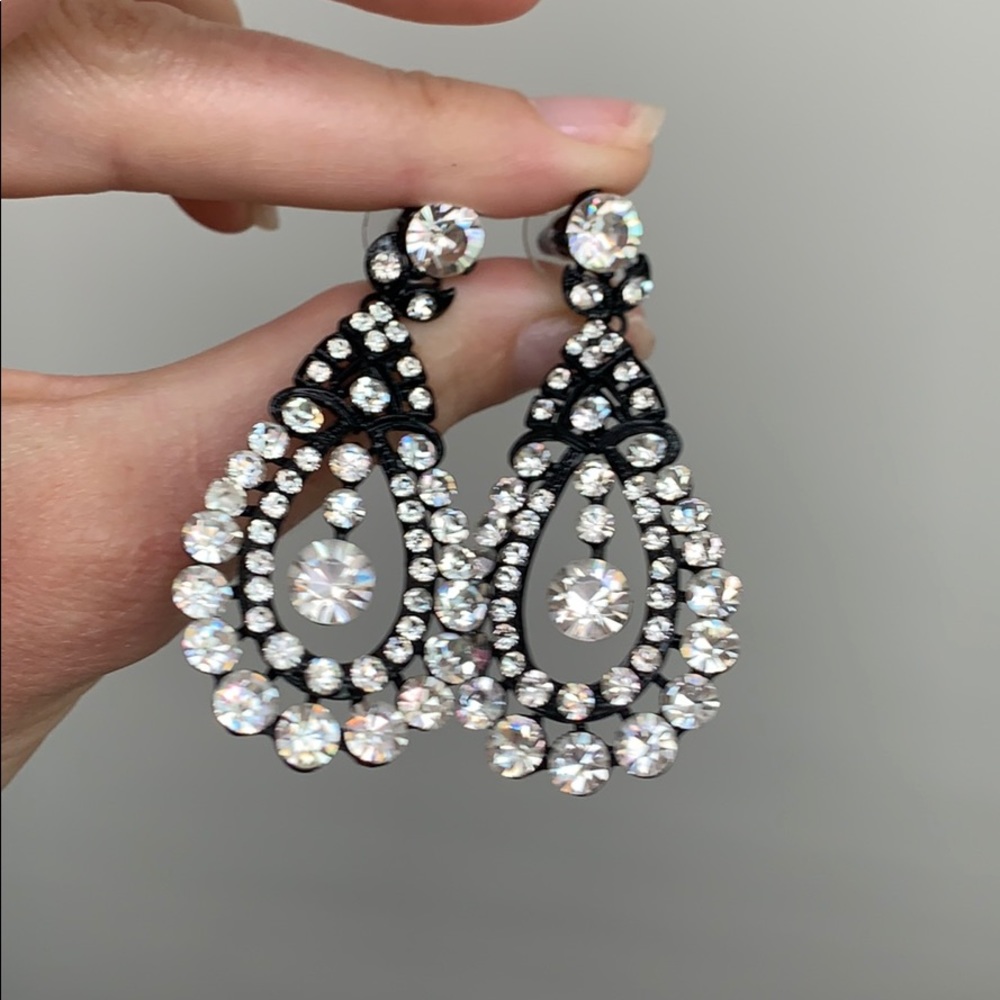 CZ rhinestone dangly earrings